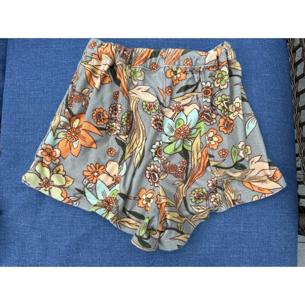 FREE PEOPLE At First Sight Floral Terry Cloth Shorts Festival Boho Fairy70s XS
